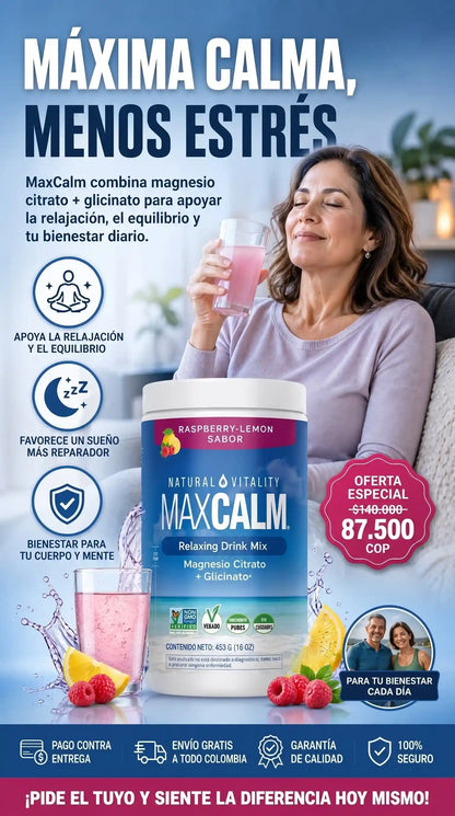 MAX CALM® Bebida Relajante de Magnesio, reduce el cortisol